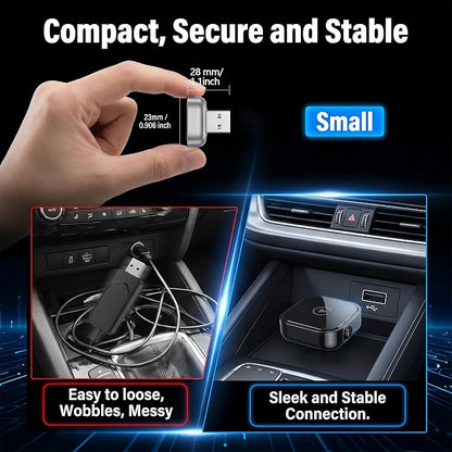 2-in-1 Wireless CarPlay Adapter for Apple iPhone & Android, Plug & Play USB CarPlay Dongle Converts Wired to Car Play Wireless Adapter with Type-C Extension Suitable for 800+ Vehicles