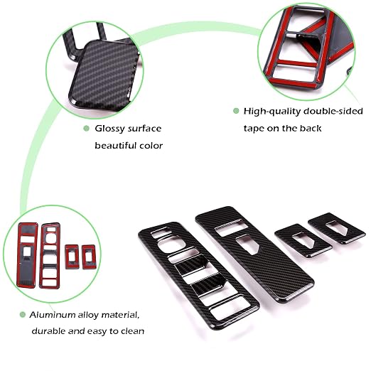 Inner Window Switch Panel Cover for Hummer H2 2003-2007,Window Lift Switch Cover Interior Button Trim Kit,1 Set of 4,Interior Accessories (Carbon Fiber Style)
