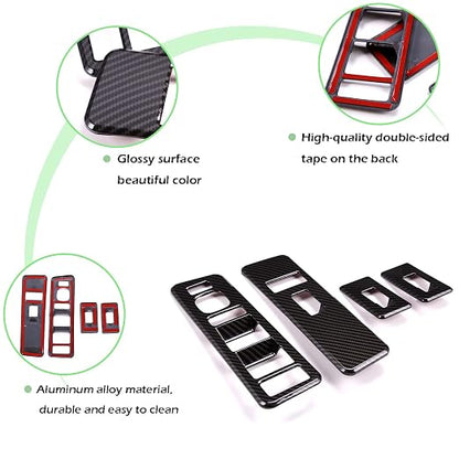 Inner Window Switch Panel Cover for Hummer H2 2003-2007,Window Lift Switch Cover Interior Button Trim Kit,1 Set of 4,Interior Accessories (Carbon Fiber Style)