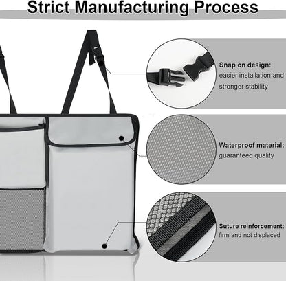 UYYE Trunk Hanging Organizer, Backseat Storage Bag, Collapsible Car Interior Accessories with 4 Pockets & 2 Mesh Pouches for Tools, Provide More Storage Trunk Space for SUV, Jeep, MPVs (Light Grey)