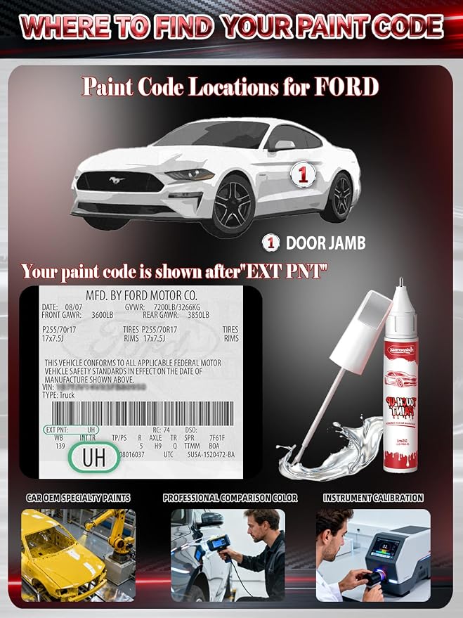 UH Tuxedo Black Car Touch Up Paint for Ford, Color Accurate Two-In-One Car Paint Scratch Repair Pen, Professional Scratch Remover for Vehicles Chips and Nicks Scuff