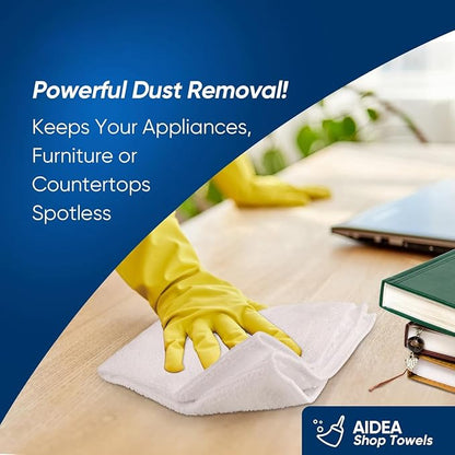 AIDEA Microfiber Cleaning Cloth White-100PK, Absorbent Cleaning Rags, Commercial Shop Rags Lint-Free, Scratch-Free, White Microfiber Towels for Cars, Kitchen Towels White 12in x 12in
