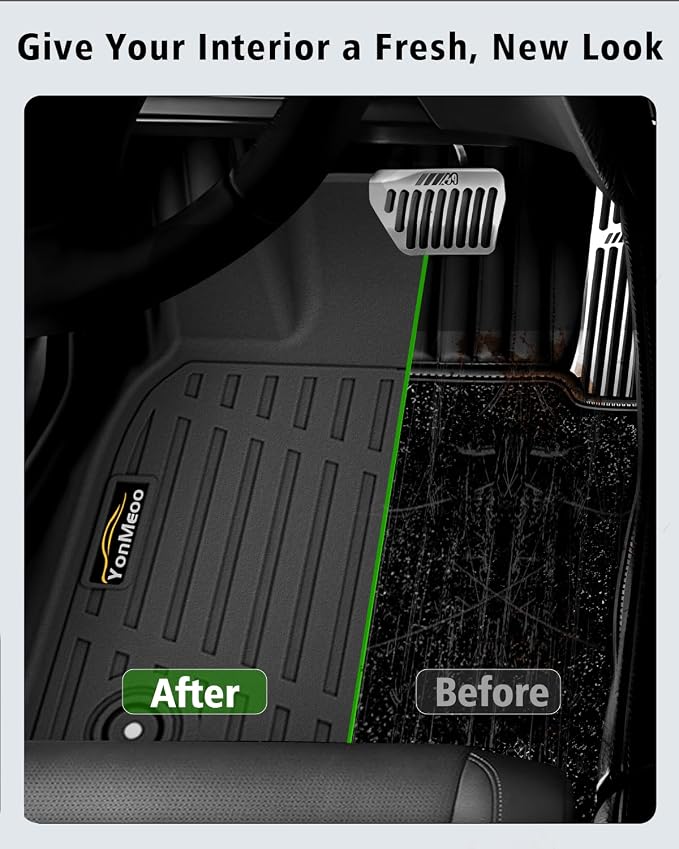 Floor Mats for 2004-2008 Ford F-150 SuperCrew Cab & for Lincoln Mark LT Crew Cab 2006-2008 All Weather TPE Floor Liners Custom Fit for 2008 F-150 1st & 2nd Row Anti-Slip Full Set Car Mats