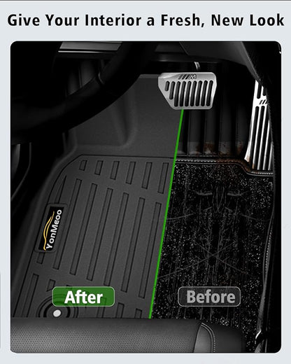 Floor Mats for 2004-2008 Ford F-150 SuperCrew Cab & for Lincoln Mark LT Crew Cab 2006-2008 All Weather TPE Floor Liners Custom Fit for 2008 F-150 1st & 2nd Row Anti-Slip Full Set Car Mats