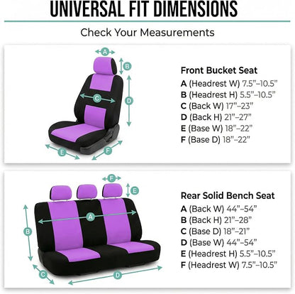FH Group Automotive Seat Covers Flat Cloth Full Set Purple Car Seat Covers, Rear Solid Bench Universal Fit and Car Seat Protector for Vans Cars Trucks and SUV Interior Accessories