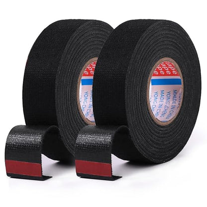 HSTECH 2 Rolls Wire Loom Harness Tape, Speaker Wiring Harness Cloth Tape, Black Adhesive Fabric Tape, for Automobile Electrical Wire harnessing Noise Dampening Heat Proof （15mm X 15m）