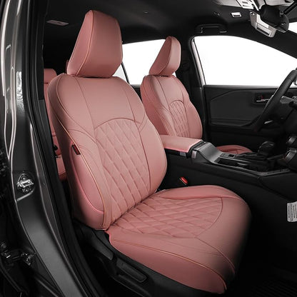 EKR Rav4 Seat Covers Custom Fit for Toyota Rav4 (Hybrid) Woodland/Limited 2026, Leather Car Seat Cover Full Set for SUV,Faux Leather(Pink)