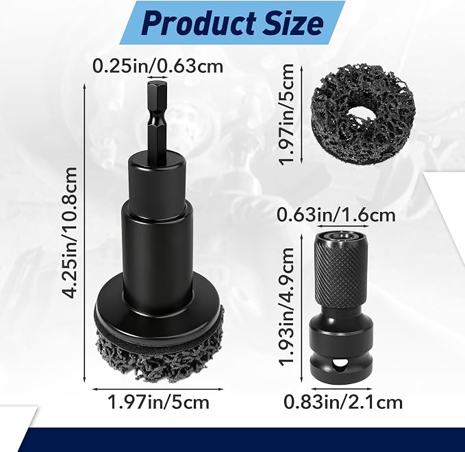 9 PCS Wheel Hub Cleaning Tool, Brake Hub Cleaning Kit Includes 5 Pads, Compatible with Electric Drills or 1/2" Impact Wrenches, Suitable for Car & Truck