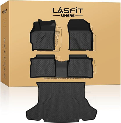 LASFIT Floor Mats & Cargo Mat for Toyota Prius 2010-2015, All Weather TPE Custom Fit Easy Clean Durable No-Curling Floor Liners for Prius 2010 2011 2012 2013 2014 2015 Car Mats & Trunk Mat