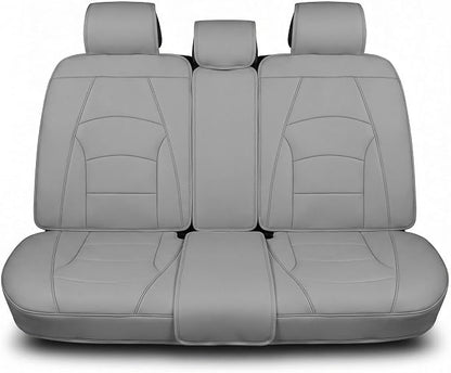 FH Group Car Seat Cover for Back Seat Solid Gray Faux Leather - Universal Fit, Rear Seat Covers for Cars with Rear Split Bench, Car Seat Cushions, Car Interior Accessories for SUV, Sedan, Van
