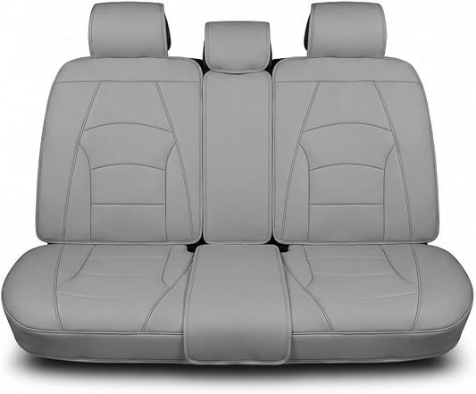 FH Group Car Seat Cover for Back Seat Solid Gray Faux Leather - Universal Fit, Rear Seat Covers for Cars with Rear Split Bench, Car Seat Cushions, Car Interior Accessories for SUV, Sedan, Van