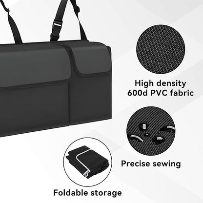Car Trunk Organizer, Backseat Hanging Large Storage with Adjustable Straps,Waterproof PVC Collapsible Cargo Bag, Car Interior Accessories for Auto SUV MPV (Black)
