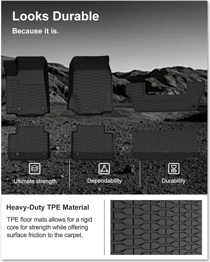 Kiwi Master Floor Mats & Cargo Mat for 2021-2026 Jeep Grand Cherokee L | OEM Replacement 82216640AA 82216646AA, Custom Fit, All Weather Mats, Heavy Duty TPE Floor Liners, Front Rear Trunk Set, Black