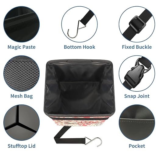 Car Trash Can – Lightweight and Portable with Durable Water-Resistant Coating, No Installation Required, Practical and Ample Capacity,Car Accessories Interior Car Organizer. Cactus