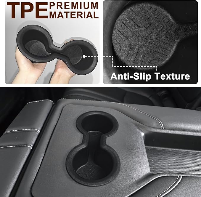 Muslogy Compatible with 2023-2025 2026 Honda Pilot Accessories Second Row Seat Armrest Organizer & Cup Holder Inserts for Rear Seat Interior Console Organizer Storage Tray and Drink Holder 2PCS Set