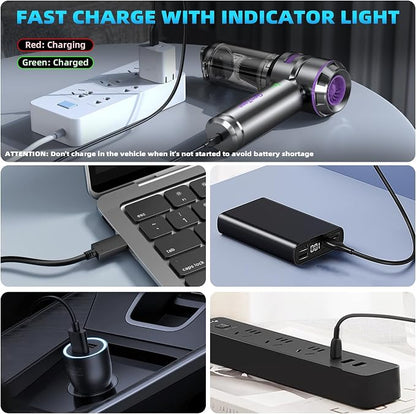 Mini Vacuum Cleaner Cordless, Car Vacuum Cleaner High Power Rechargeable Strong Suction, Air Pump Duster Blower Brushless Motor, Handheld Vacuum Cordless for Home Office, Gift for Men Women