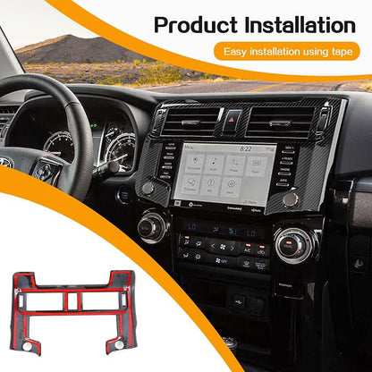 Hoolcar Dashboard Center Console Navigation Trim Panel Decoration Kit Interior Cover Accessories for 2020-2022 2023 2024 2025+Toyota 4Runner, Carbon Fiber