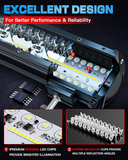 20Inch LED Light Bar Off Road Driving Work Light Kit 280W with Rocker Switch 16AWG Wiring Harness Triple Row Spot Flood Combo Light Bars for Trucks SUV UTV ATV UTE Pickup Tractor Golf Boat