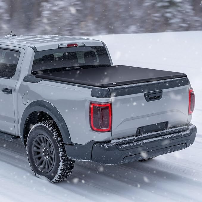 VEVOR Soft Roll-Up Truck Bed Tonneau Cover, Compatible with 2022-2026 Ford Maverick, Fits Styleside 4.5 ft (4 ft 6 in/54 in) Bed, Triple-Layer PVC Tonneau Cover with Three Aluminum Alloy Support Bars