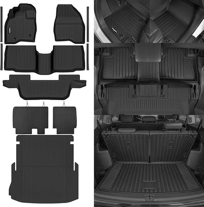 Floor Mats for Ford Explorer 2011-2014, Trunk Mat and Backrest Mat & Door Sill Guard All Weather TPE Protector for Ford Explorer Accessories