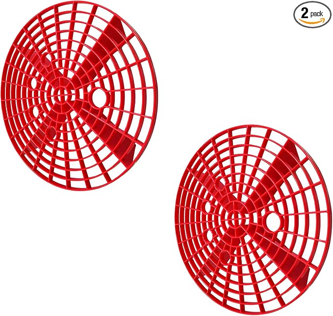 2PCS Car Wash Bucket Insert, Auto Washing Grit Trap Bucket Filter Removes Dirt & Debris, Car Dirt Guard Detailing & Cleaning Tool Fits 12 Inch Diameter or 3-5 Gallon Buckets (Red)