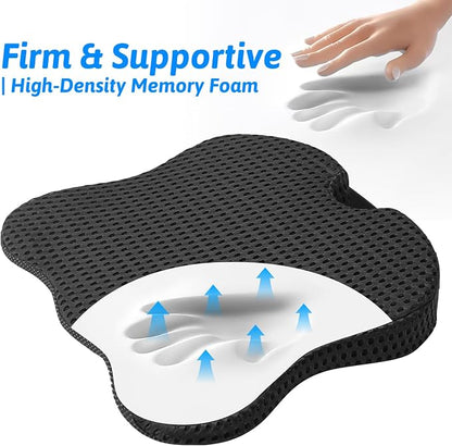 Wedge Car Seat Cushion for Better Visibility & Sciatica Pain Relief - High Density Memory Foam, Non-Slip Ergonomic Car Seat Cushion for Driving, Universal Fit for Car, SUV,Truck & Tractor (All Black)