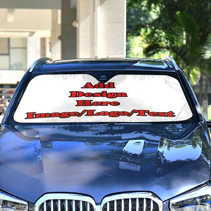 Custom Car Windshield Sunshade,Add Your Image/Text Personalized Car Sun Visor Window Sunshades,Blocks Sun Visor Protector Foldable Sun Shield Keep Your Vehicle Cool,55" L x 27.6" W