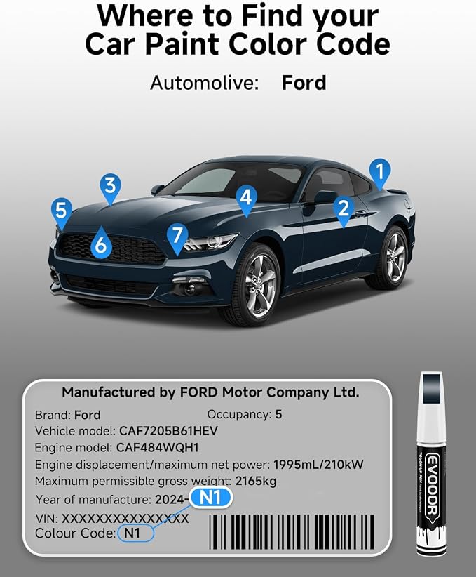 N1 Blue Jeans Metallic Touch Up Paint for Ford – Exact Match 2 in 1 Paint Pen for Chips and Nicks Repair