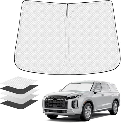 KUST Windshield Sun Shade Custom Fit for Hyundai Palisade 2020-2024 2025 Accessories Sun Shade Front Windshield Sunshade Foldable Thicker 5-Layer Block UV Rays Keep Cars Cooler