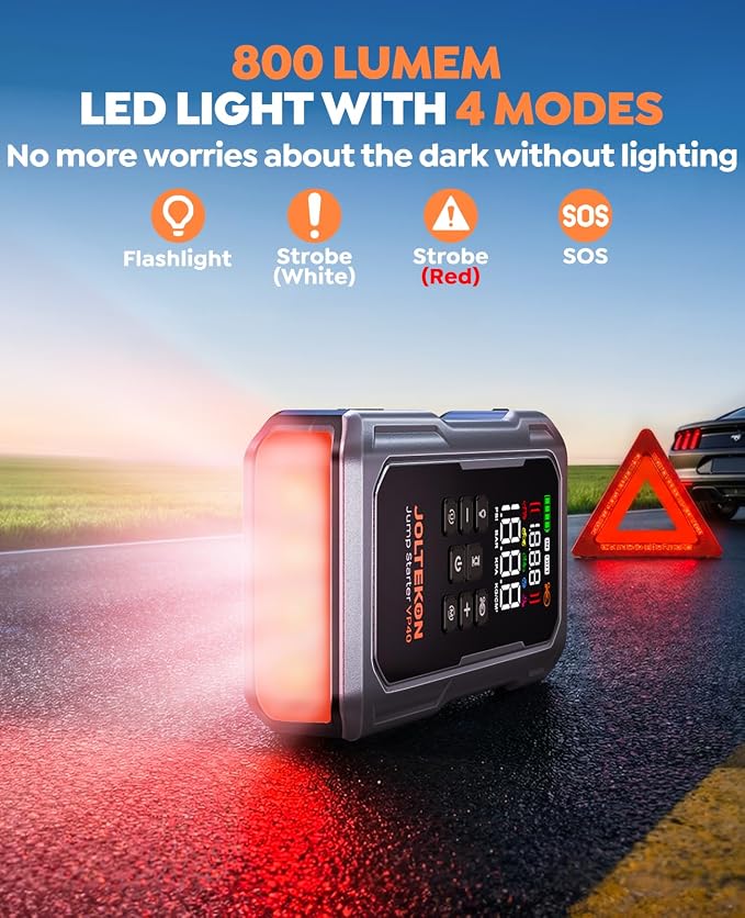 6000A 160PSI 9-in-1 Car Battery Jump Starter with Air Compressor & Air Blower (All Gas 12L Diesel), Battery Jumper Starter Portable Jump Box for Car Battery with 800LM Light/18W Fast Charge