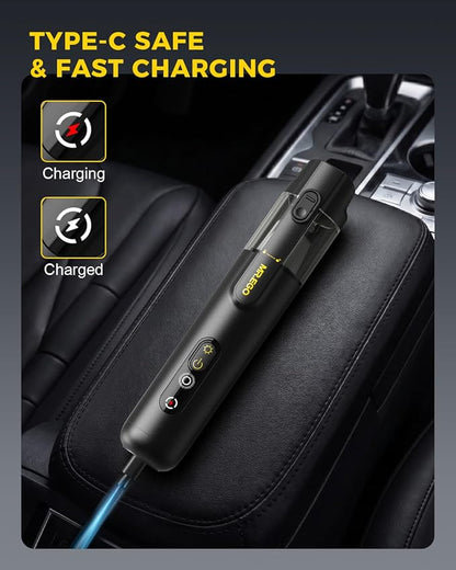 Mr.ego Car Vacuum Portable Cordless, 26000Pa High-Power Handheld Vacuum & Air Duster with Brushless Motor, Multi-Nozzles, Green LED Light & Washable Filter for Car, Home, Office Desk & Keyboards