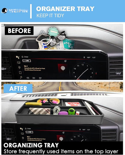 For Center Console Screen Organizer Tray ABS Materials Compatible with 2022–2026 Silverado&Sierra 1500/2024–2026 Silverado 2500HD/3500HD 13.4 Inch Center Console Screen Organizer