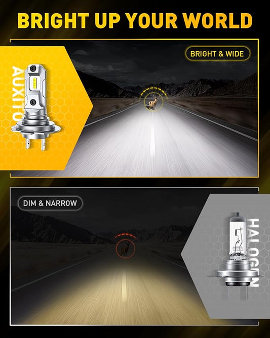 AUXITO H7 LED Fog Light Bulb, 500% Brightness, CSP LED Chips Fog Lamps Replacement, Play and Plug, Pack of 2