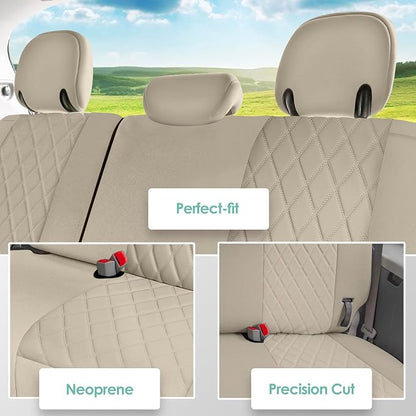 FH Group Custom Fit Car Seat Covers Specifically Made for 2011-2020 Toyota Sienna 7-8 Seater with Ultraflex Neoprene Water Resistant Automotive Seat Covers - 3rd Row Solid Beige