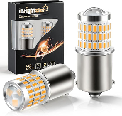 iBrightstar 1156 LED Bulb Amber, BA15S 1141 LED Turn Signal Bulbs Super Bright for Vehicle Blinker Lights and Turn Signal Lights, 2 Pack
