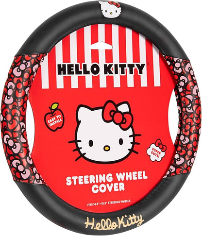 Hello Kitty Steering Wheel Cover, Official Sanrio Car Steering Wheel Cover with Universal Size 14.5-15.5, Cute Black for Women, Hello Kitty Car Accessories (Hello Kitty Bows)