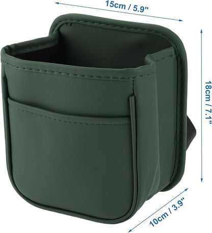 Car Trash Can Portable and Hanging 5.9" Length 3.9" Width 7.1" Height Trash Bin Faux Leather Green 1 Pcs