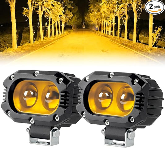 4 Inch Amber LED Driving Lights 48W LED Pod Lights Off Road Spot Lights Bar Super Bright Flood Light Cube Combo LED Bumper Ditch Lights Fog Light for Truck Jeep ATV UTV SUV Motorcycle Boat