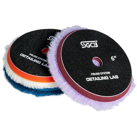 SGCB Pro 6" Wool Buffing Pads 3Pcs - Coarse, Medium, Light Cutting Car Wool Polishing Pads for 6 Inch Car Polisher Compounding