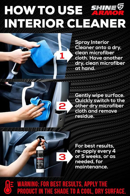 SHINE ARMOR Car Detailing Bundle - Fortify Quick Coat Ceramic Waterless Wash & Interior Cleaner - Complete Automotive Care Kit for Mirror Shine Paint Protection & Deep Interior Cleaning - 2 Pack