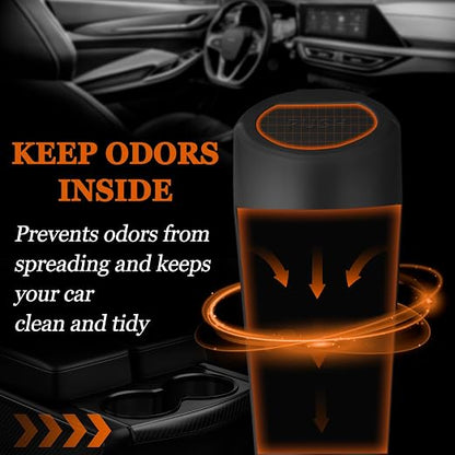 Car Trash Can with Lid, Leakproof Garbage Can with 40 Attached Trash Bags, Mini Essential Car Accessories for Interior for Car, Home, Office (Black)