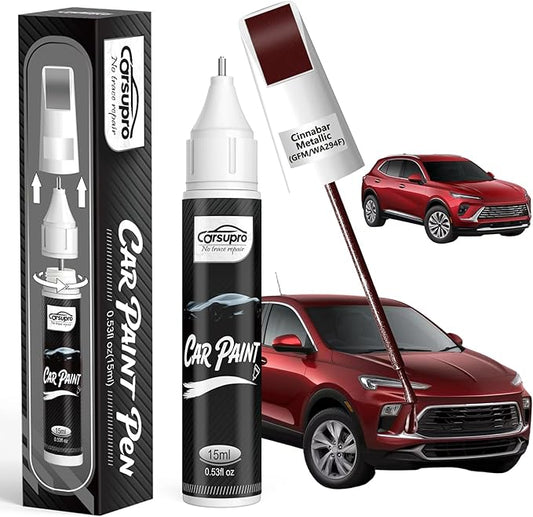 Cinnabar Metallic(GFM/WA294F) for Buick Touch Up Paint Pen, 2 in 1 Car Scratch Remover with Pen Tip and Brush, Precise Color Match for Car Paint Scratch Repair, Quickly and Easily Fix Chips and Nicks