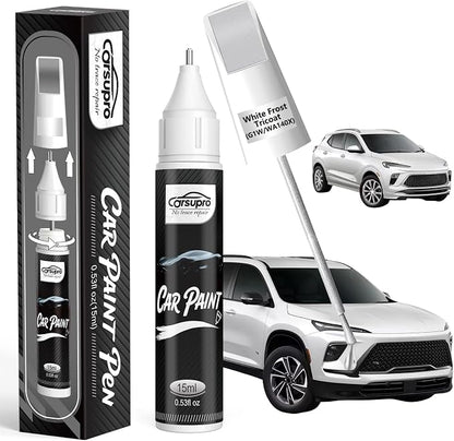 White Frost Tricoat(G1W/WA140X) for Buick Touch Up Paint Pen, 2 in 1 Car Scratch Remover with Pen Tip and Brush, Precise Color Match for Car Paint Scratch Repair, Quickly and Easily Fix Chips and Nicks