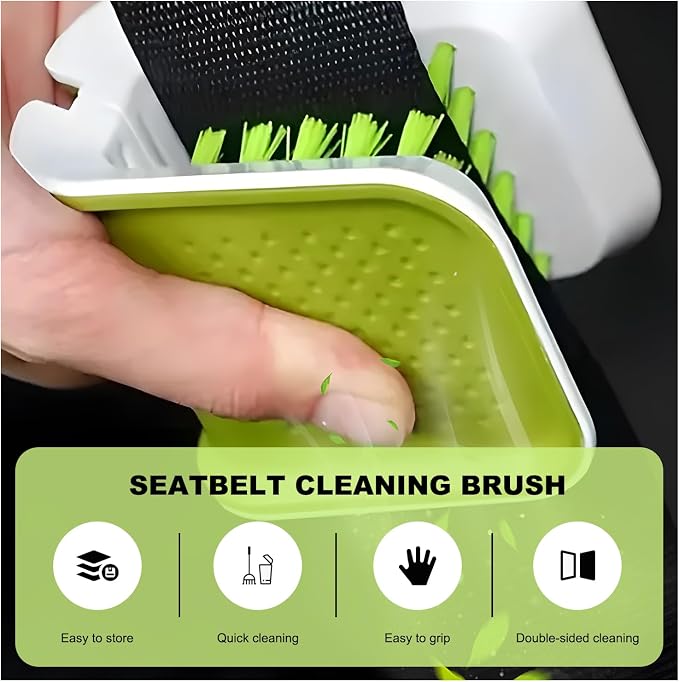Sun Walker Car Seat Belt Cleaning Brush, Non-Slip Double-Sided Bristle Seatbelt Detailing Tool, Multifunctional Closable Safety Belt Washing Brush Kitchen Tableware Cleaner