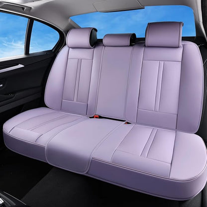 Huidasource Purple Back Seat Cover Luxury Nappa Leather, Rear Seat Cover with Velcro Adjustable, Ventilation Holes, Child Seats, Seat Covers Waterproof Universal Fit for Most Cars SUV Trucks, Purple