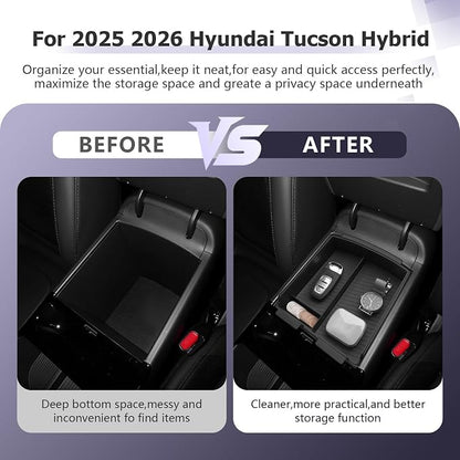 Center Console Organizer Compatible with 2025 2026 Hyundai Tucson Limited Hybrid/Tucson Plug-in Hybrid Accessories Storage Box Compartment Tray - ONLY Fit with Electronic Shift 2-Pack[NOT FOR SE/SEL]