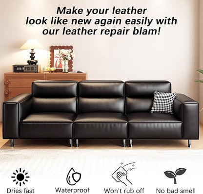 Black Leather Recoloring Balm, Leather Repair Kit for Furniture, Leather Scratch Remover, Leather Color Restorer for Couch, Car Seats, Shoes - Repair Leather Dye for Scratched and Faded Leather