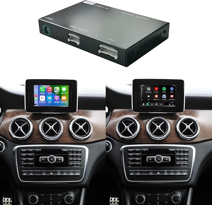 Road Top Wireless CarPlay Interface Decoder for Mercedes-Benz NTG4.5/4.7 | For C/E/GLK/ML/CLA/GLA/CLS/SLK 2012-2015 Year, Support Wireless Carplay, Android Auto, MirrorLink, AUX Required