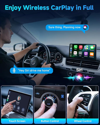 2026 Upgraded Wireless CarPlay Adapter – Stylish Blue Mini Size, Fast Auto-Link for iOS 12+ & Android 11+, Lag-Free Music & Navigation for 2016+ Autos