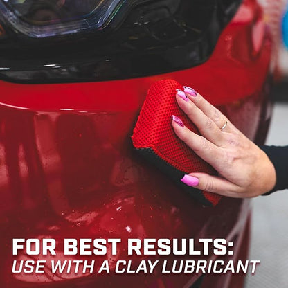 The Rag Company P & S Professional Detail Products - Reset Clay Scrubber - Easily Cleans Painted Surfaces, Debris, and Road Grime Quickly and Efficiently Red/Black - 2-Pack